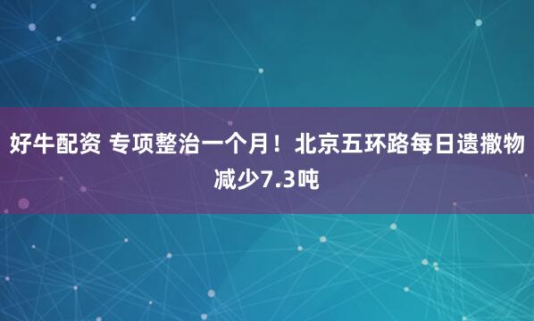 好牛配资 专项整治一个月！北京五环路每日遗撒物减少7.3吨